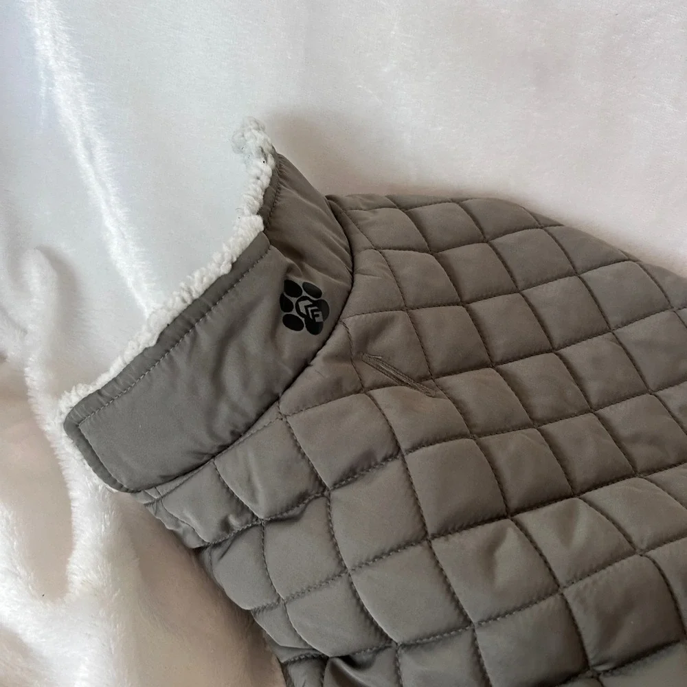 Free Country Dog Coat Medium Gray Quilted Fleece Lined Jacket Gorpcore